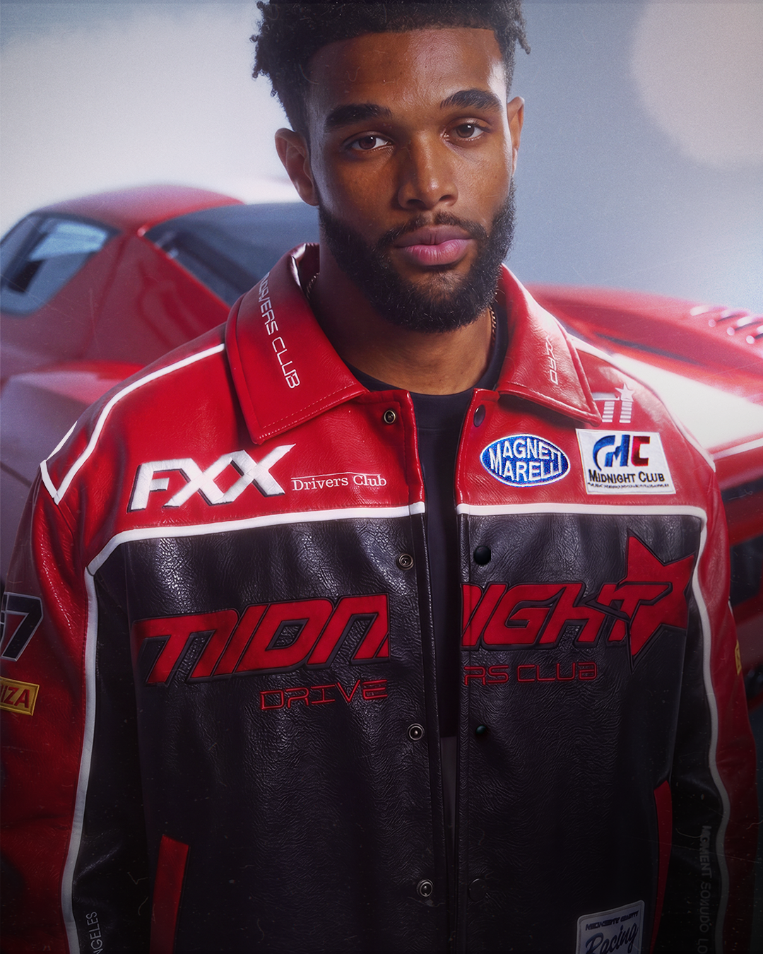 Midnight Drivers Club Leather Racing Jacket