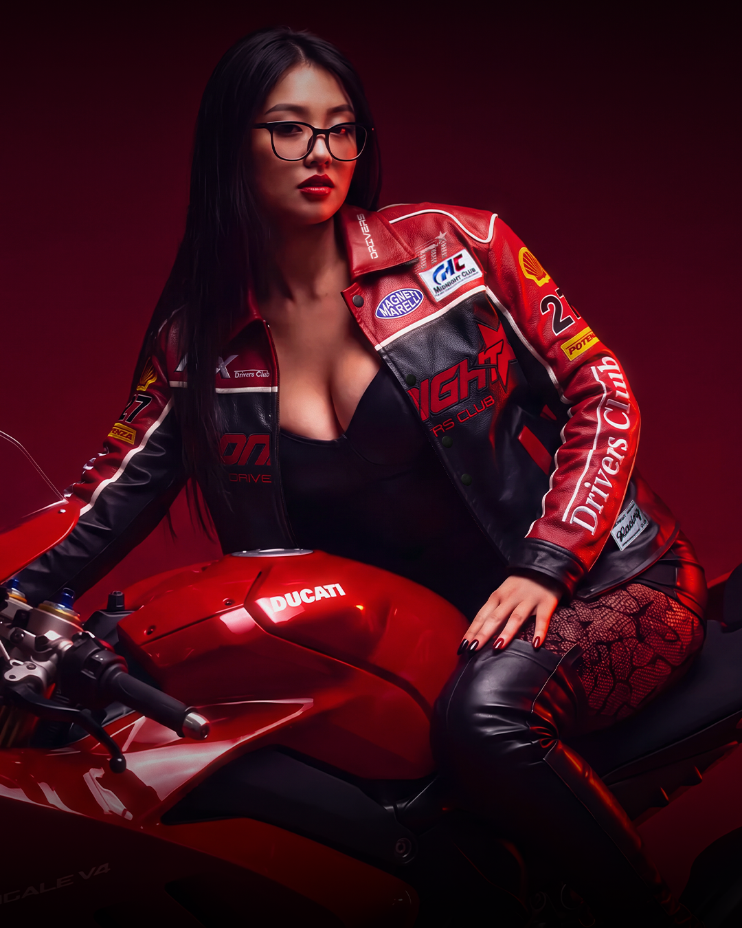 Midnight Drivers Club Leather Racing Jacket